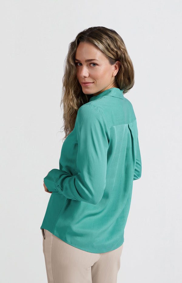 Yaya Klassieke Blouse Met Manchetdetails Lagoon Blue