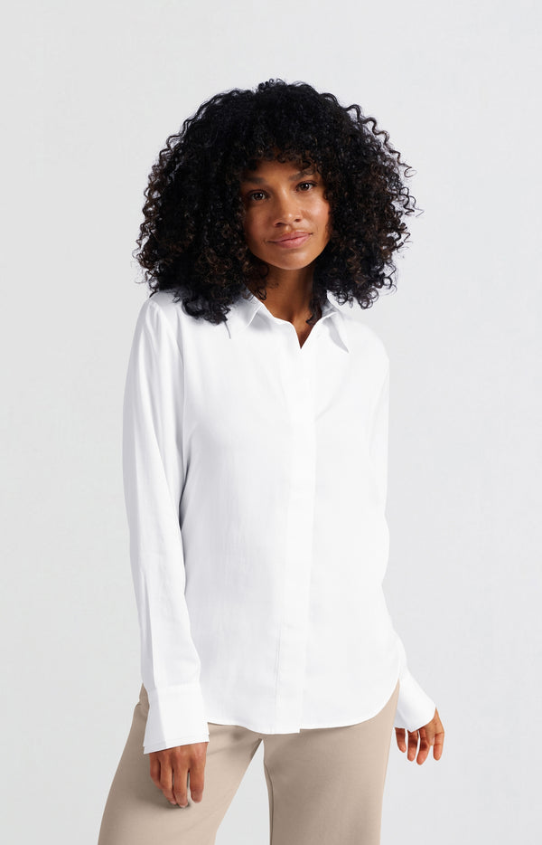 yaya Klassieke blouse met manchetdetails Pure White