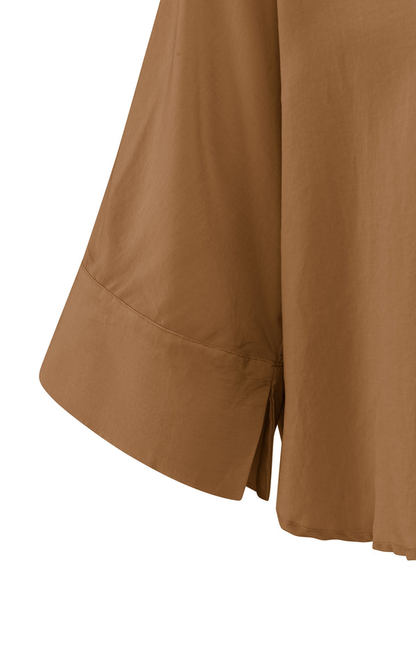 Yaya Korte Blouse Met Wijde Mouwen En Losse Pasvorm Chipmunk Brown