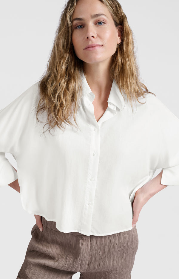 Yaya Korte Blouse Met Wijde Mouwen En Losse Pasvorm Pure White