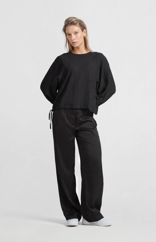 Yaya Lange Mouwentop Met Print En Trekkoord Phantom Dessin