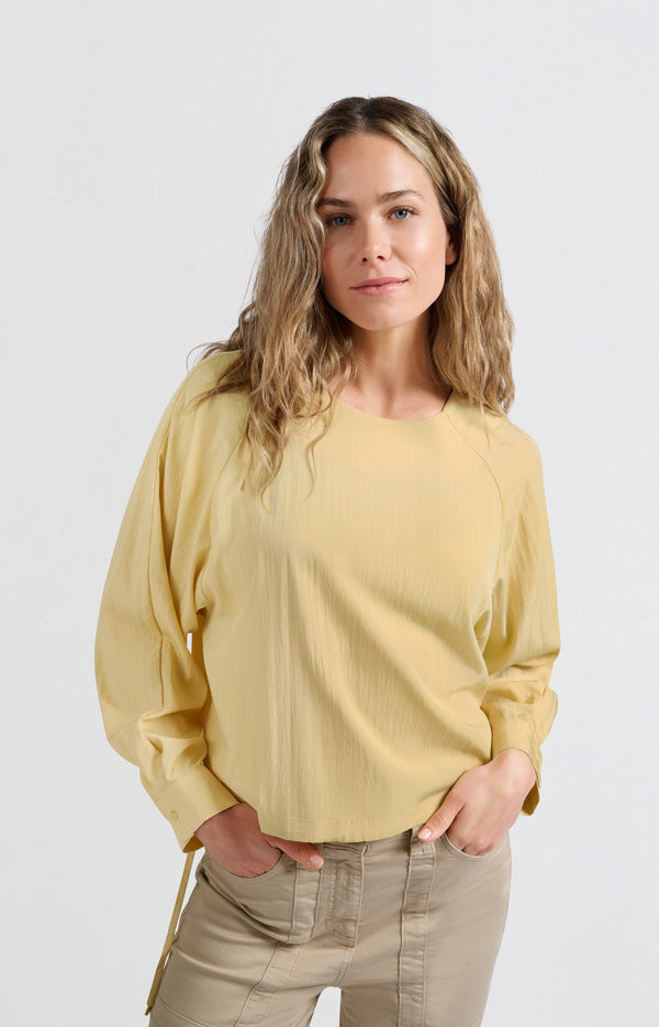 yaya Lange mouwentop met trekkoord en losse pasvorm Moonstone Yellow