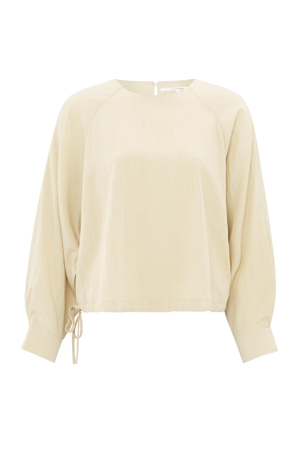 Yaya Lange Mouwentop Met Trekkoord En Losse Pasvorm Soft Off White