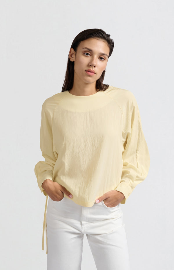 Yaya Lange Mouwentop Met Trekkoord En Losse Pasvorm Soft Off White