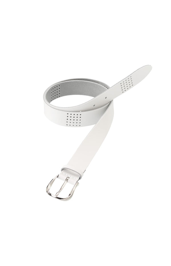 yaya Leren riem met opengewerkte details Pure White yaya Leren riem met opengewerkte details Pure White