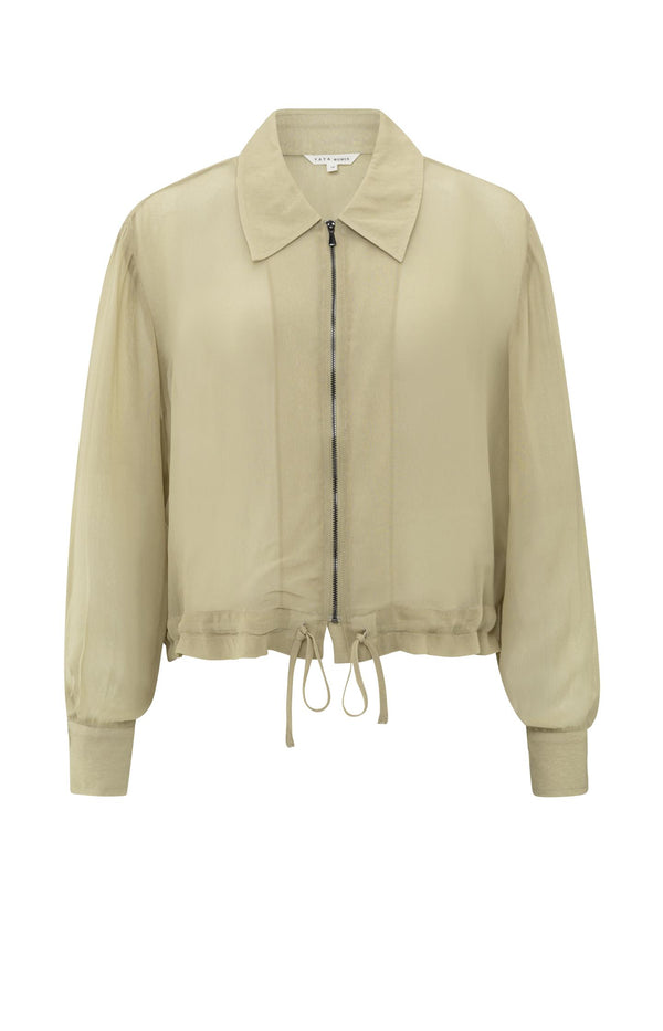 Yaya Luchtig Blousejack Met Ritssluiting Soft Green