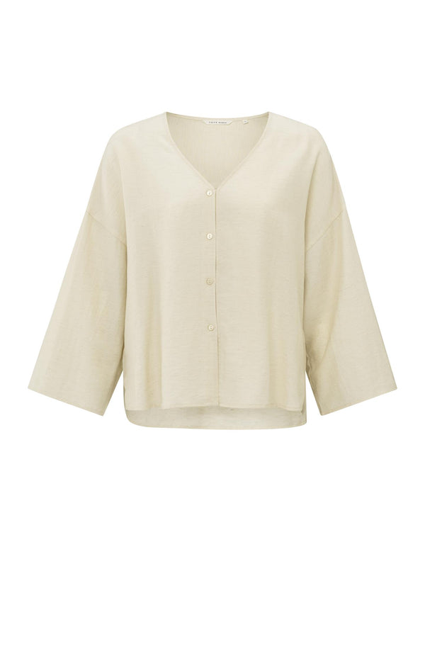 Yaya Luchtige Blouse Met V-hals En Losse Pasvorm Summer Sand
