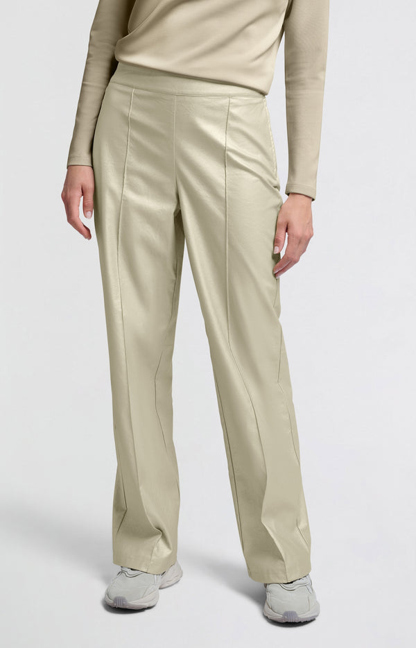 Yaya Metallic Faux Leren Broek Met Wijde Pijpen En Normale Fit Metallic Gold