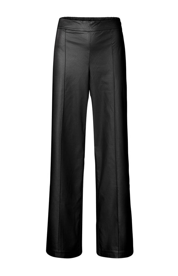 Yaya Metallic Faux Leren Broek Met Wijde Pijpen En Normale Fit Black