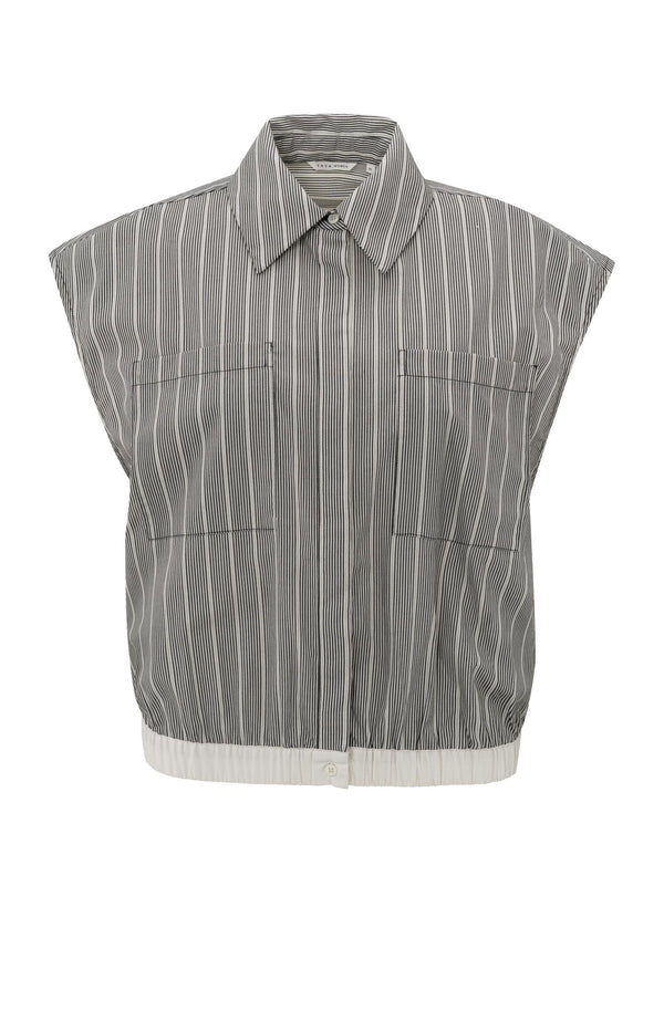 Yaya Mouwloze Blouse Met Elastische Taille En Losse Pasvorm Phantom Dessin