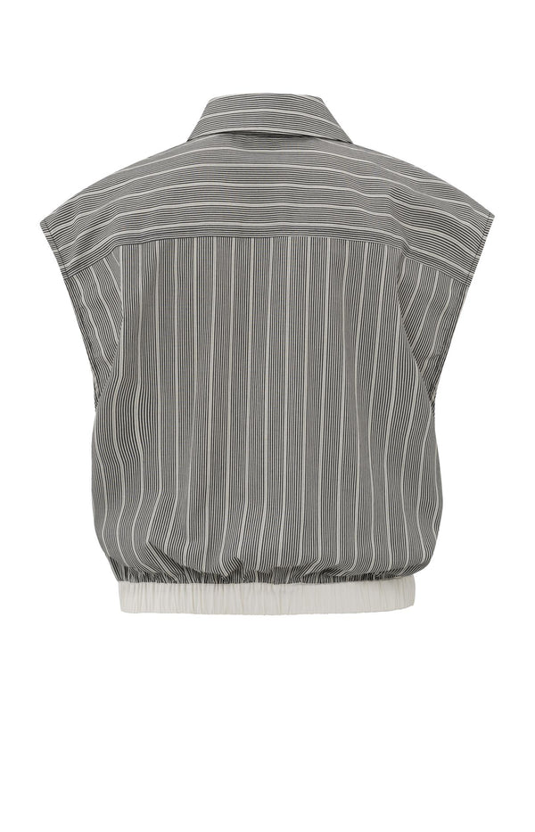 Yaya Mouwloze Blouse Met Elastische Taille En Losse Pasvorm Phantom Dessin