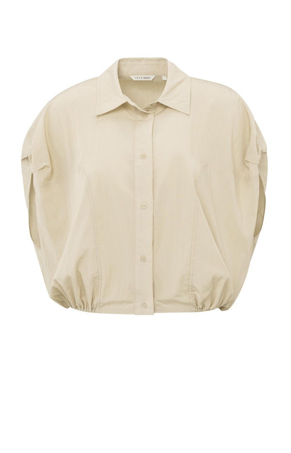 Yaya Mouwloze Blouse Met Elastische Taille Summer Sand