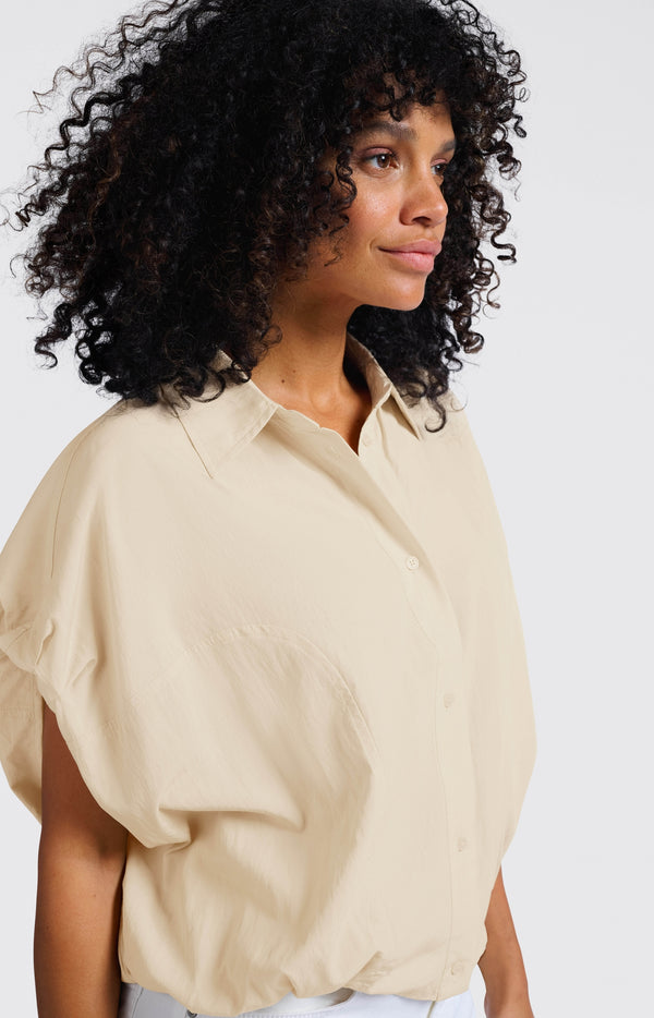 Yaya Mouwloze Blouse Met Elastische Taille Summer Sand