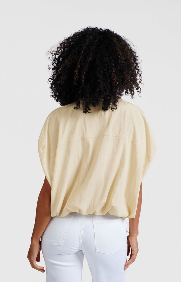 Yaya Mouwloze Blouse Met Elastische Taille Summer Sand