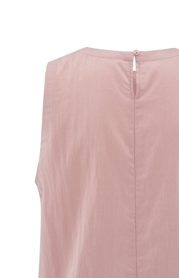 Yaya Mouwloze Geweven Top Met Ronde Hals Soft Mauve Pink