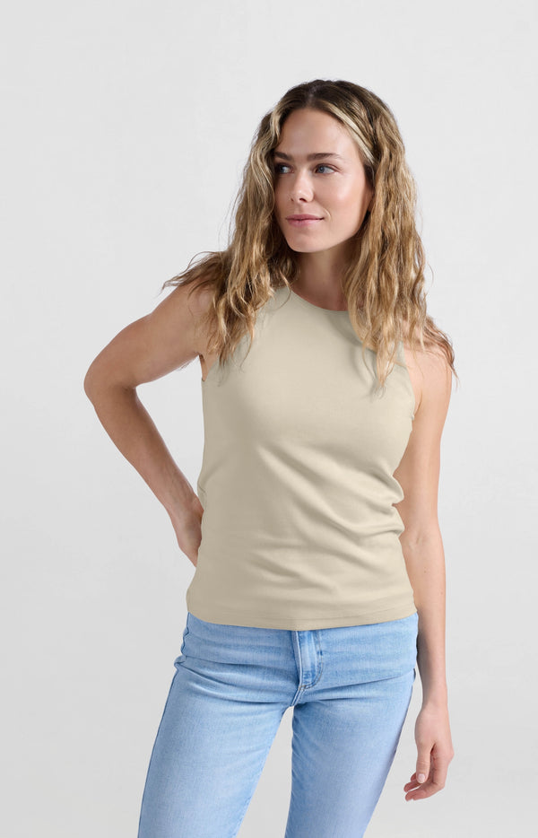 Yaya Mouwloze Haltertop Met Aangesloten Pasvorm Summer Sand