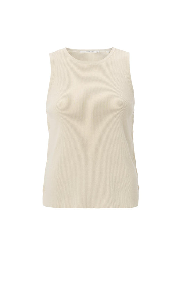 Yaya Mouwloze Top Met Knoopdetails En Aansluitende Pasvorm Summer Sand