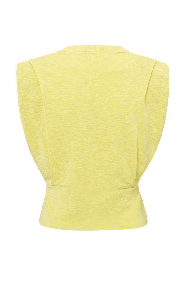 Yaya Mouwloze Top Met Schouderdetails Lemon Grass Yellow