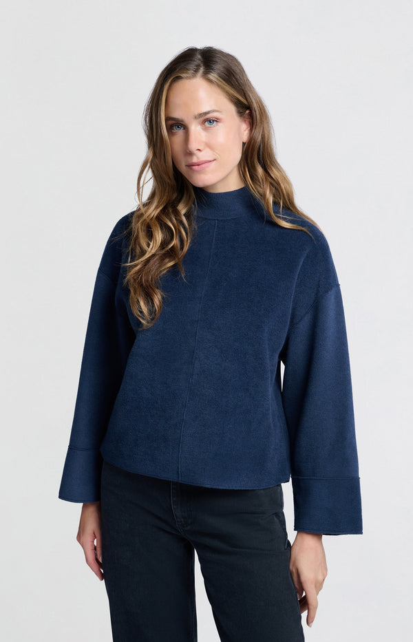 Yaya Oversized Donkerblauwe Sweatshirt Met Hoge Hals Outer Space Blue