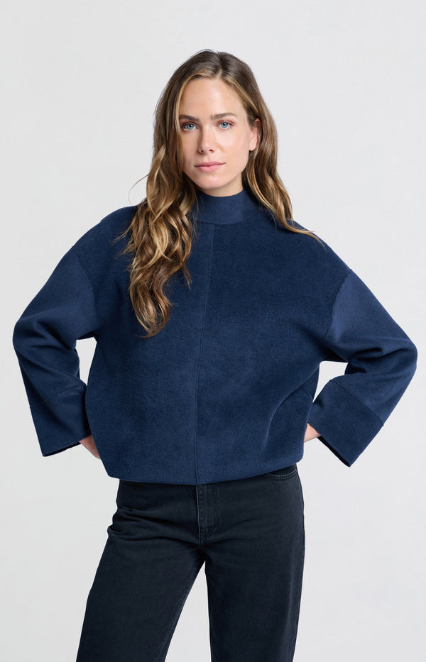yaya Oversized donkerblauwe sweatshirt met hoge hals Outer Space Blue