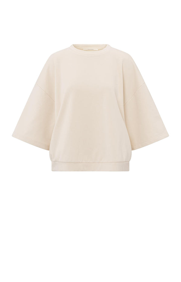 Yaya Oversized Sweatshirt Met Korte Wijde Mouwen Off White Knit