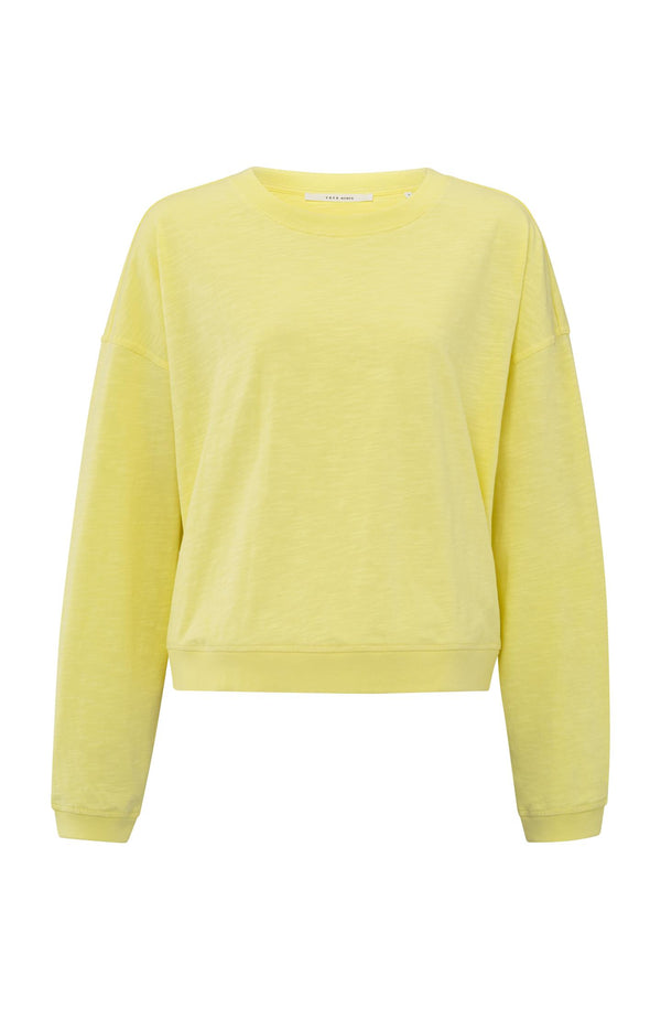 Yaya Oversized Sweatshirt Van Gemêleerde Stof Met Lange Mouwen Lemon Grass Yellow