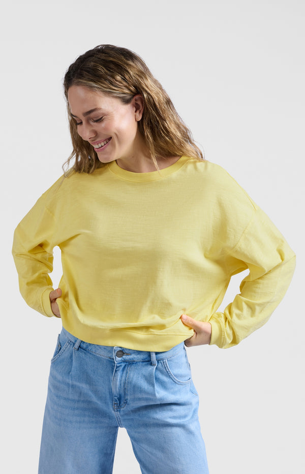 Yaya Oversized Sweatshirt Van Gemêleerde Stof Met Lange Mouwen Lemon Grass Yellow
