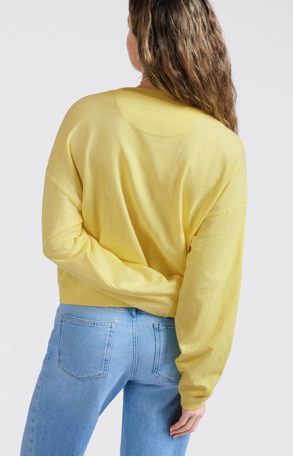 Yaya Oversized Sweatshirt Van Gemêleerde Stof Met Lange Mouwen Lemon Grass Yellow
