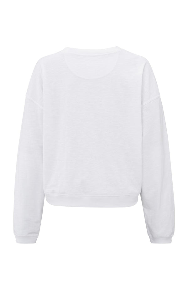 Yaya Oversized Sweatshirt Van Gemêleerde Stof Met Lange Mouwen Pure White