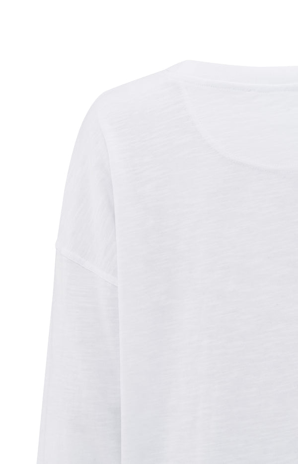 Yaya Oversized Sweatshirt Van Gemêleerde Stof Met Lange Mouwen Pure White