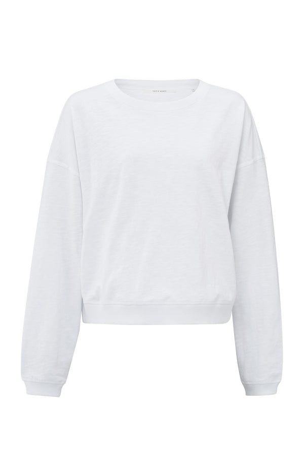 yaya Oversized sweatshirt van gemêleerde stof met lange mouwen Pure White