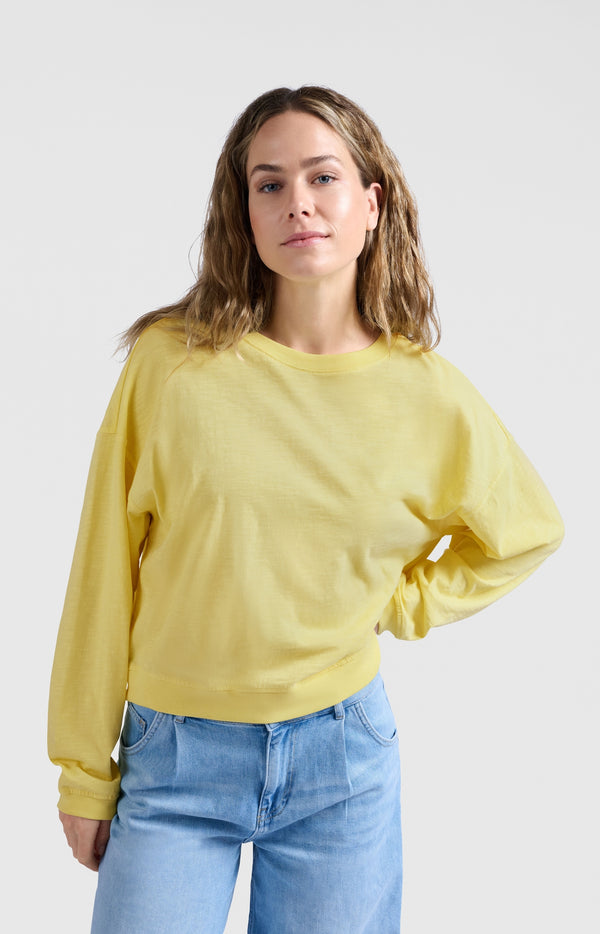 yaya Oversized sweatshirt van gemêleerde stof met lange mouwen Lemon Grass Yellow
