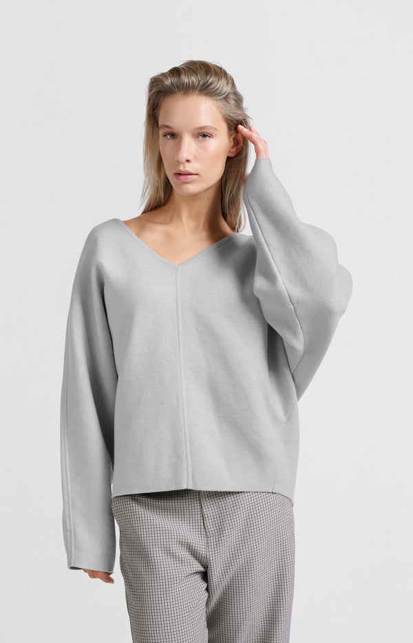 Yaya Oversized Trui Met V-hals En Lange Mouwen Harbor Mist Grey