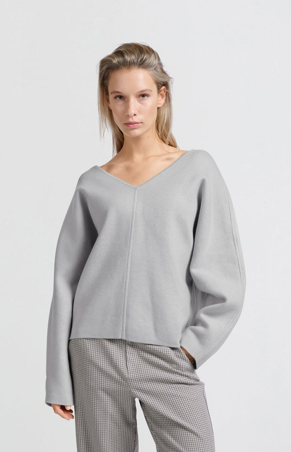 yaya Oversized trui met V-hals en lange mouwen Harbor Mist Grey
