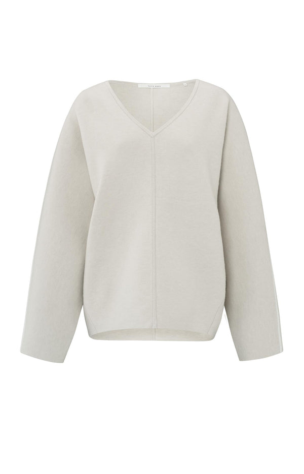 Yaya Oversized Trui Met V-hals En Lange Mouwen Pumice Stone Beige