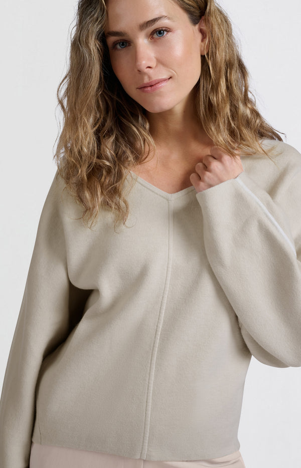 Yaya Oversized Trui Met V-hals En Lange Mouwen Pumice Stone Beige