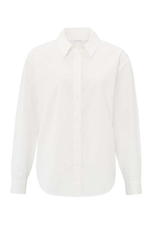 Yaya Poplin Blouse Met Strikdetails Op De Rug Blanc De Blanc White