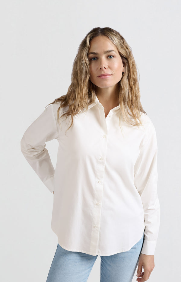 Yaya Poplin Blouse Met Strikdetails Op De Rug Blanc De Blanc White