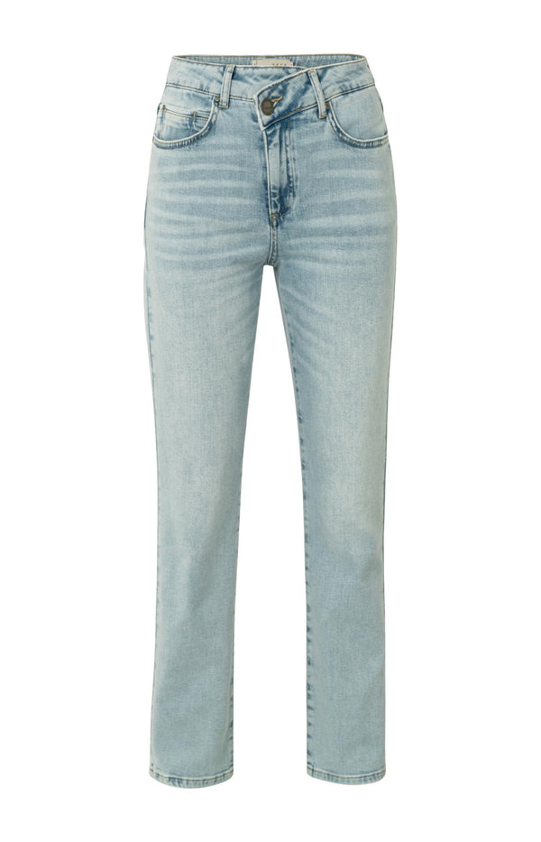 Yaya Rechte Jeans Met Overslagdetail Light Blue Denim