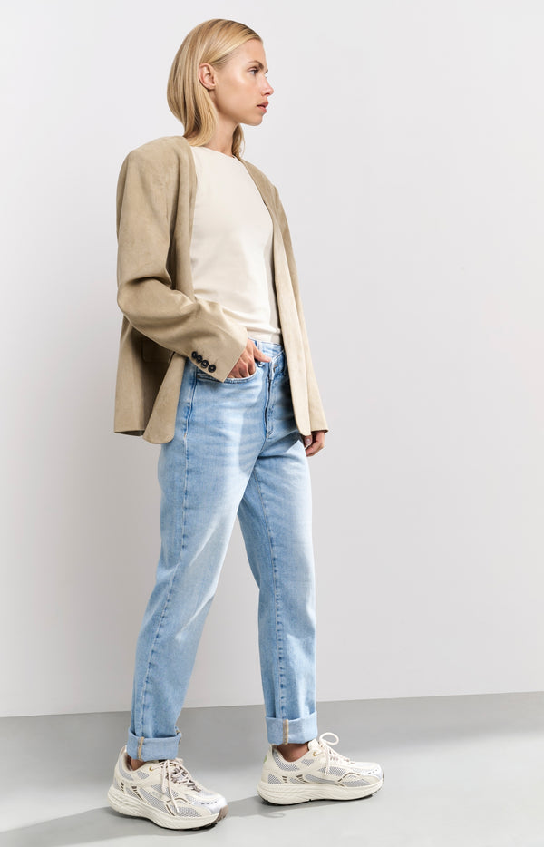 yaya Rechte jeans met overslagdetail Light Blue Denim yaya Rechte jeans met overslagdetail Light Blue Denim