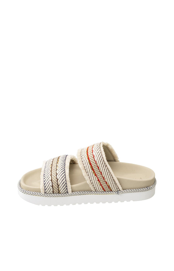 Yaya Sandalen Met Gevlochten Bandjes En Franjes Sand Linen Beige Dessin
