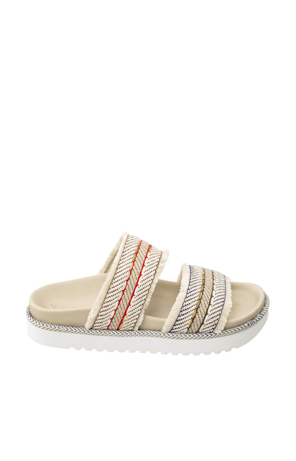 Yaya Sandalen Met Gevlochten Bandjes En Franjes Sand Linen Beige Dessin