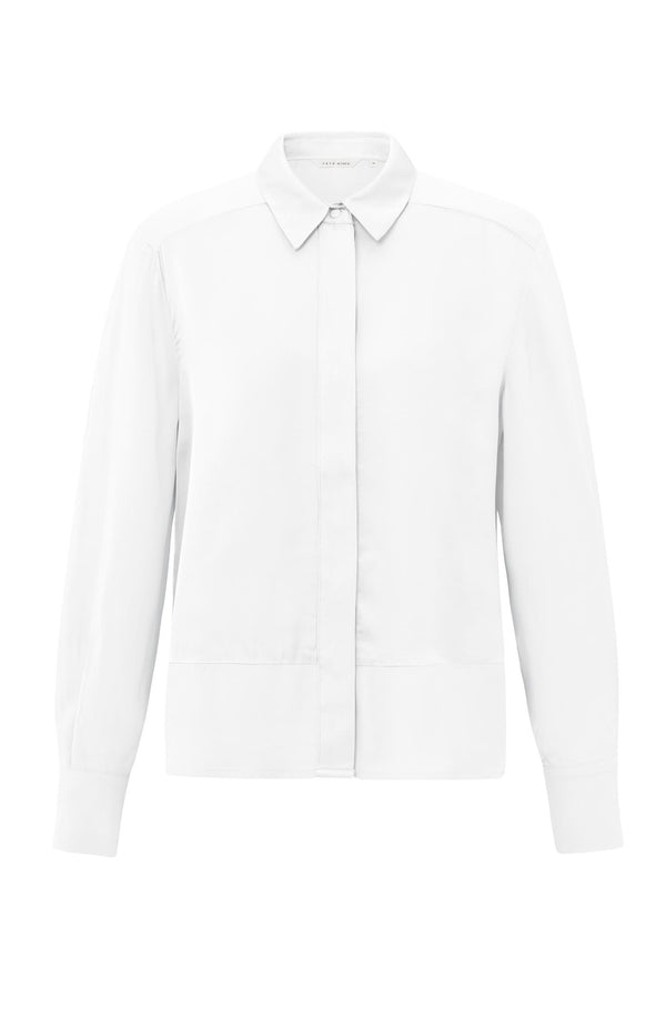 Yaya Satijnen Blouse Met Gemengde Texturen Pure White