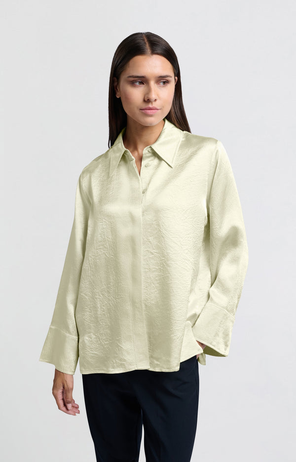 yaya Satijnen blouse met lange mouwen en losvallende pasvorm Pearl