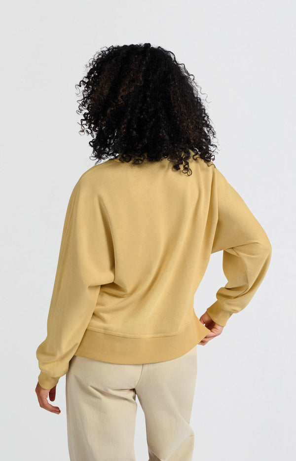 Yaya Sweatshirt Met Kleine Split En Losse Pasvorm Moonstone Yellow