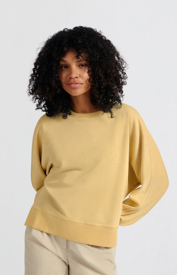 Yaya Sweatshirt Met Kleine Split En Losse Pasvorm Moonstone Yellow