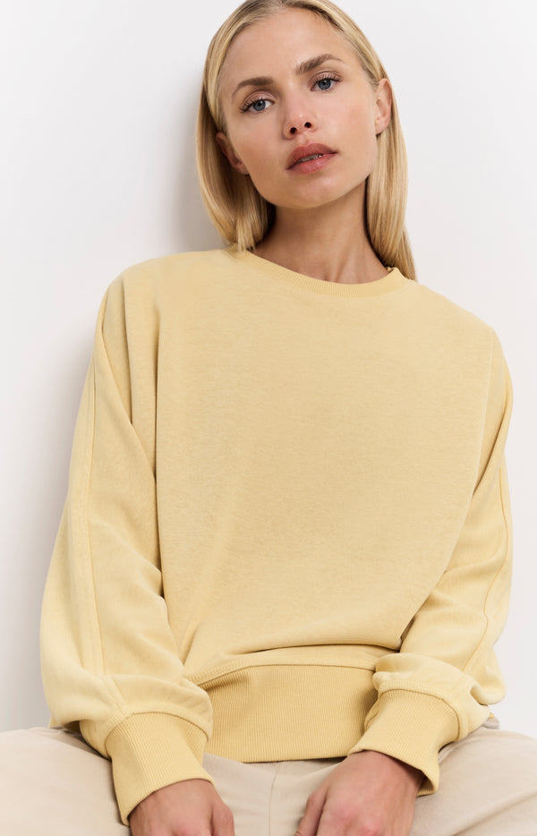 yaya Sweatshirt met kleine split en losse pasvorm Moonstone Yellow