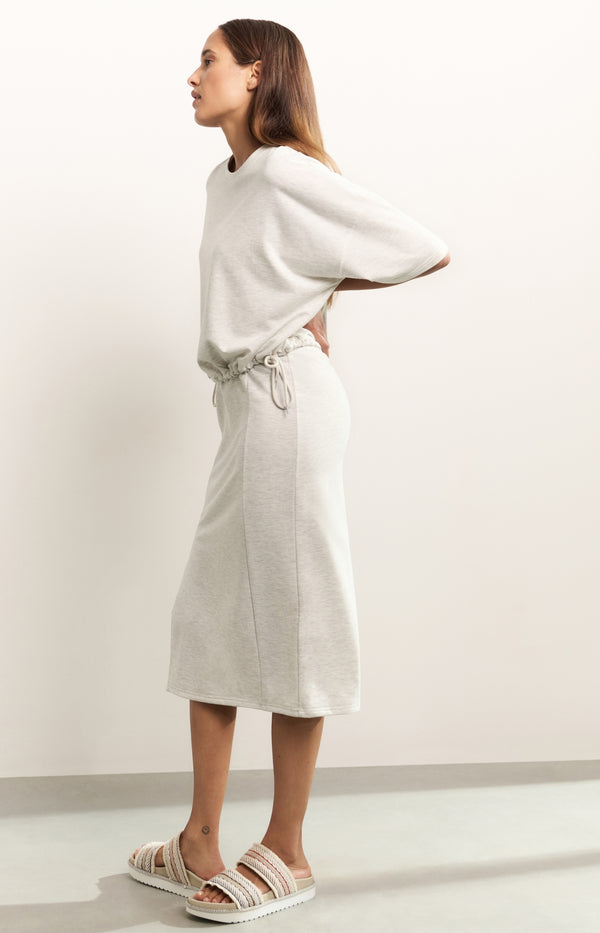 Yaya Sweatshirt Met Korte Mouwen En Trekkoorden Grey Melange