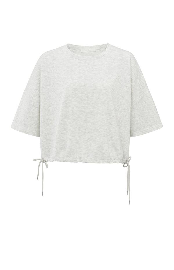 yaya Sweatshirt met korte mouwen en trekkoorden Grey Melange