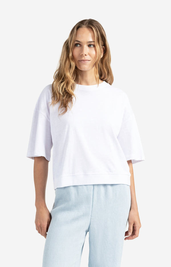 Yaya T-shirt Met Korte Mouwen En Gemêleerde Textuur Pure White